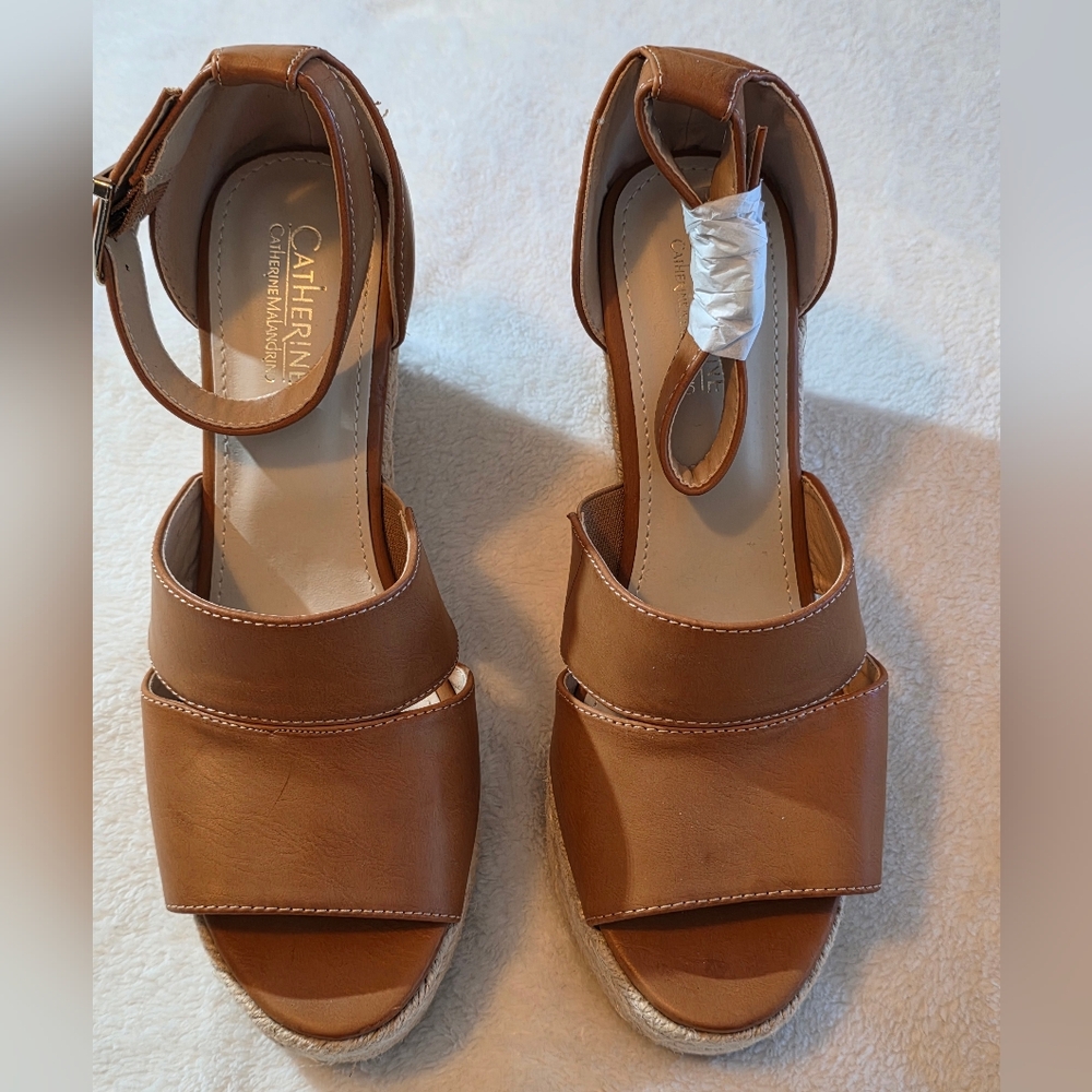 Catherine Malandrino Brown Wedge Sandals